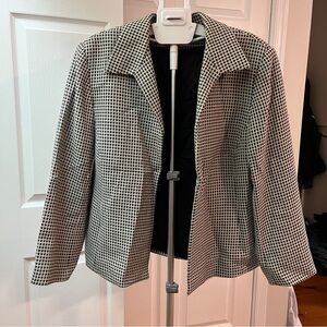 Ganni Black and White Grid Blazer